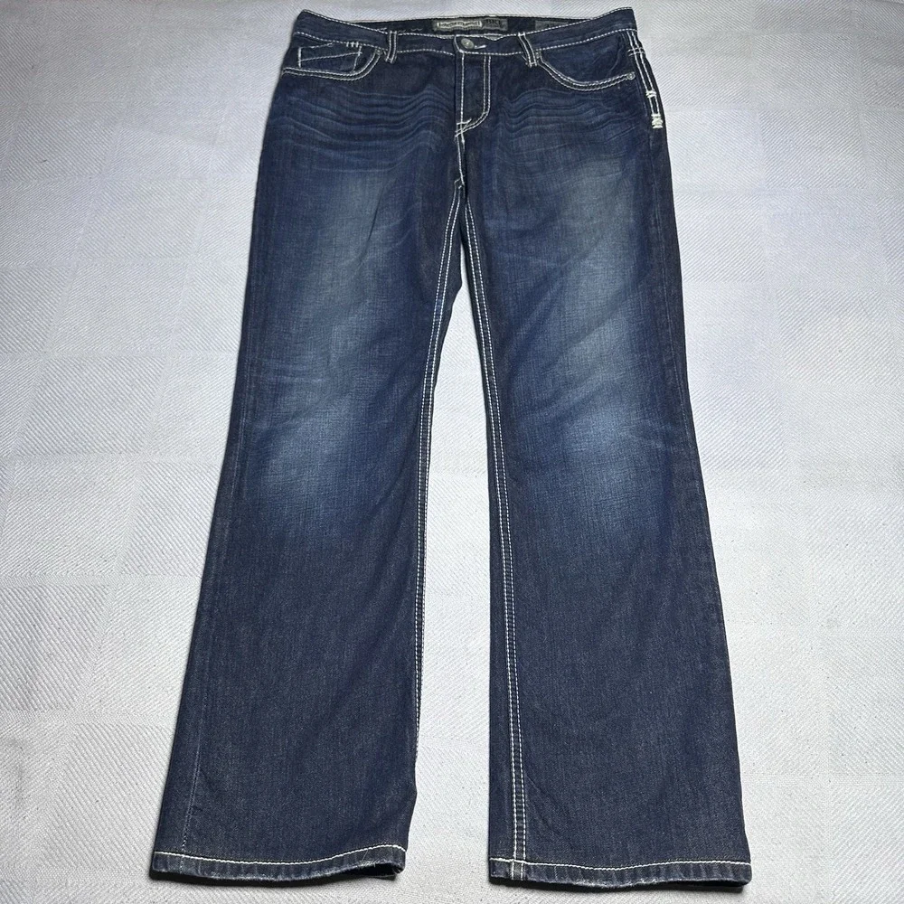 BKE Denim Carter Straight Jeans 33R (34x31)‎ Button Fly Western Classic Country